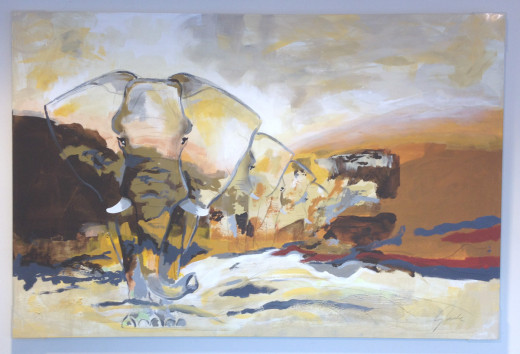 Gemälde ELEPHANT ECHOES, GADE 150 x 100cm